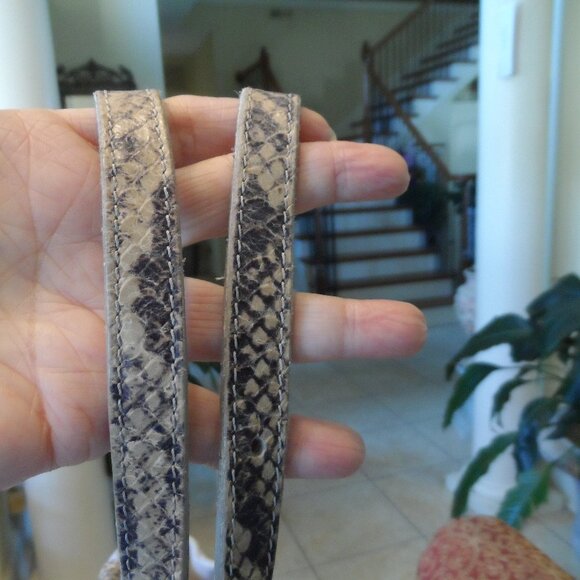 Lanvin Taupe/Beige Python Embosed Lamb Leather Tote - Picture 13 of 16